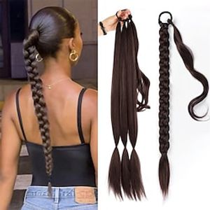 Long Braided Ponytail Extension with Hair Straight Wrap Around Ponytail Hair Extensions with Hair Tie Soft healthy Synthetic Hair Piece for Women girls Daily Lightinthebox