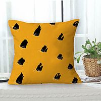 Orange Black Double Side Cushion Cover 1PC Soft Decorative Square Throw Pillow Cover Cushion Case Pillowcase for Sofa Bedroom Livingroom Outdoor Superior Quality Machine Washable Outdoor Cushion for Sofa Couch Bed Chair miniinthebox - thumbnail
