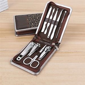 9pcs/pack Carbon steel Nail Clippers Set Professional Scissors Suit With Box Trimmer Grooming Manicure Cutter Kits For Nail Tools miniinthebox