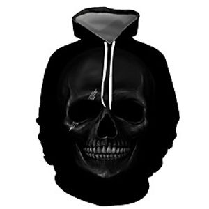 Men's Pullover Hoodie Sweatshirt Graphic Skull Hooded Halloween Daily Going out 3D Print Basic Casual Hoodies Sweatshirts  Long Sleeve Black miniinthebox