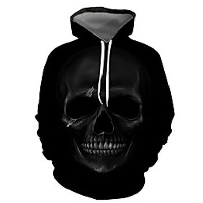 Men's Pullover Hoodie Sweatshirt Graphic Skull Hooded Halloween Daily Going out 3D Print Basic Casual Hoodies Sweatshirts  Long Sleeve Black miniinthebox