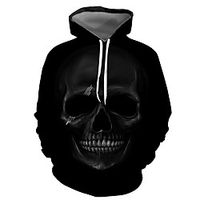 Men's Pullover Hoodie Sweatshirt Graphic Skull Hooded Halloween Daily Going out 3D Print Basic Casual Hoodies Sweatshirts  Long Sleeve Black miniinthebox - thumbnail