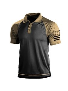 Men's Outdoor American Flag Tactical Sport PoLo Neck T-Shirt