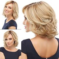 Short Blonde Curly Bob Wigs for Women Shoulder Length Curly Wavy Wig with Layered Dark Roots Synthetic Natural Looking Hair Wig for Daily Use 12 inch Lightinthebox