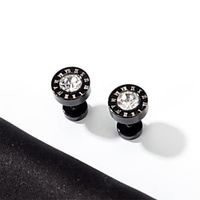 Cubic Zirconia Stud Earrings Classic Alphabet Shape Punk Earrings Jewelry Black For Street Festival 1 Pair miniinthebox - thumbnail