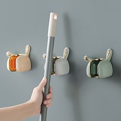 Toilet Broom Hook Light Luxury Rabbit Mop Holder Household Use No Punching Bathroom Adhesive Broom Mop Holder 1PC Lightinthebox