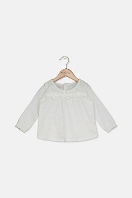 Toddlers Girls Embroidered Flower Tops White Toddlers Girls Embroidered Flower Tops White