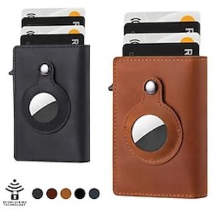 Smart AirTag Wallet, Anti-theft Brush Bullet Card Holder Multi-functional Business Men's Leather Wallet Positioning Tracker Airtag Card Holder Lightinthebox
