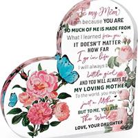 Gifts For Mom From Daughter Mom Birthday Gifts Grateful Gift For Mother Butterfly Flower Desk Decor Mother's Day Sign Acrylic Heart Sign Appreciation Gifts For Mom Holiday Birthday Lightinthebox