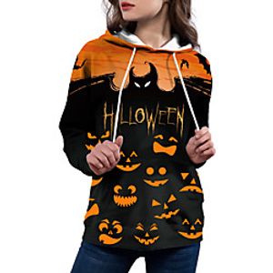 Women's Hoodie Pullover Hoodie Sweatshirt Halloween Print Casual Daily 3D Print Streetwear Halloween Hoodies Sweatshirts  Black miniinthebox