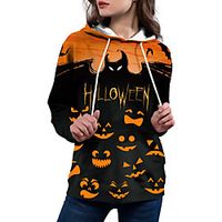Women's Hoodie Pullover Hoodie Sweatshirt Halloween Print Casual Daily 3D Print Streetwear Halloween Hoodies Sweatshirts  Black miniinthebox - thumbnail