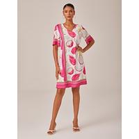 Dragon Fruit Placed Print V-neck Mini Dress