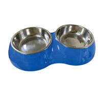 Nutrapet Double Dinner Bowl, Blue Small - thumbnail