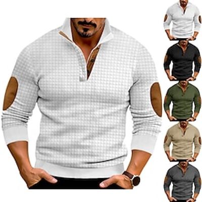 Men's Sweatshirt Black White Army Green Khaki Dark Gray Henley Plain Patchwork Sports  Outdoor Daily Holiday Streetwear Casual Spring   Fall Clothing Apparel Hoodies Sweatshirts  Lightinthebox