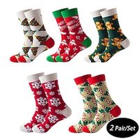 Men's 2 Pairs Crew Socks Men Socks Xmas Socks Red  Green White Color Christmas Casual Daily Basic Medium Fall  Winter Thermal Lightinthebox - thumbnail