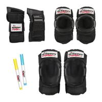 Wipeout Dry Erase Kids' Pads Black Wp4102 (3 Pairs) (Knee/Elbow/Wrist) (Ages 5+) - thumbnail