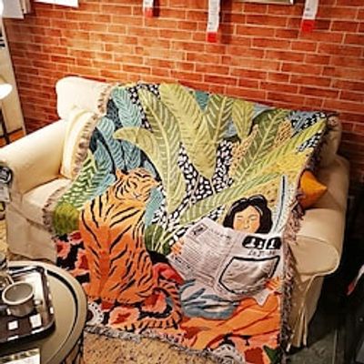 picnic blanket cartoon character animal four seasons universal cotton blanket nordic background cloth sofa blanket sofa cushion blanket Towel miniinthebox