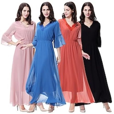 Arabian Muslim Adults Women's Religious Saudi Arabic Dress Abaya For Polyester Ramadan Dress miniinthebox