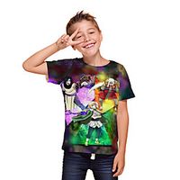 Kids Boys' T shirt Tee Blouse Short Sleeve Anime 3D Print Cartoon Letter Animal Print Black Children Tops Summer Spring  Summer Streetwear Birthday Party Tailored Fit Loose miniinthebox - thumbnail