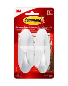 Command Designer Hooks Set of 2 Hooks and 4 Strips White