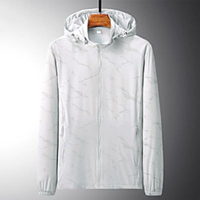 Men's Hiking Windbreaker Hoodie Jacket Hiking Skin Jacket Summer Outdoor UV Sun Protection Windproof Quick Dry Lightweight Outerwear Coat Top Hunting Fishing Climbing Black male Denim blue male Light Lightinthebox