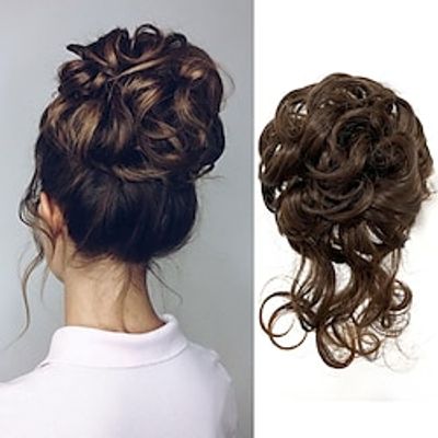 chignons Hair Bun Synthetic Hair Hair Piece Hair Extension Wavy Bouncy Curl Party Daily Daily Wear Brown Lightinthebox
