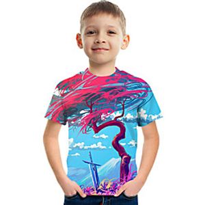 Kids Boys' T shirt Tee Short Sleeve Graphic Optical Illusion Color Block Rainbow Children Tops Summer Active Streetwear Sports 3-12 Years Lightinthebox