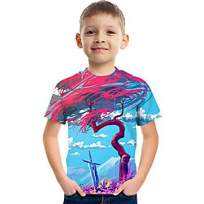 Kids Boys' T shirt Tee Short Sleeve Graphic Optical Illusion Color Block Rainbow Children Tops Summer Active Streetwear Sports 3-12 Years Lightinthebox