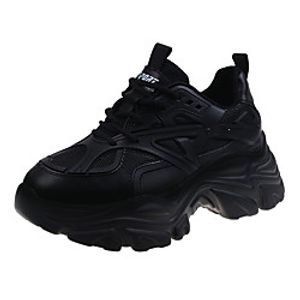 Women's Trainers Athletic Shoes Wedge Heel Round Toe Booties Ankle Boots Daily Work Leather Mesh Solid Colored White Black miniinthebox