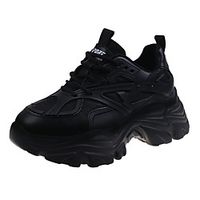 Women's Trainers Athletic Shoes Wedge Heel Round Toe Booties Ankle Boots Daily Work Leather Mesh Solid Colored White Black miniinthebox - thumbnail