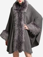 Faux Fur Patchwork Women Cloak Coats