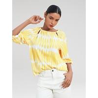 Satin Puff Sleeve Hollow Out Raglan Shirt