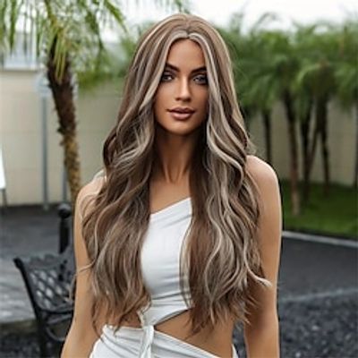Synthetic Wig Curly Neat Bang Wig Long A1 A2 Synthetic Hair Women's Fashionable Design Soft Natural Brown Blonde Multi-color Lightinthebox