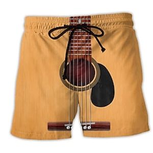 Men's Board Shorts Swim Shorts Swim Trunks Drawstring with Mesh lining Elastic Waist Graphic Prints Musical Instrument Quick Dry Short Casual Daily Holiday Hawaiian Boho Yellow Blue Micro-elastic Lightinthebox