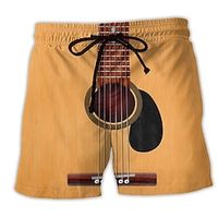 Men's Board Shorts Swim Shorts Swim Trunks Drawstring with Mesh lining Elastic Waist Graphic Prints Musical Instrument Quick Dry Short Casual Daily Holiday Hawaiian Boho Yellow Blue Micro-elastic Lightinthebox - thumbnail
