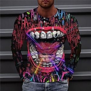 Men's T shirt Tee Tee Graphic Mouth Crew Neck Clothing Apparel 3D Print Outdoor Daily Long Sleeve Print Designer Comfort Leisure Lightinthebox