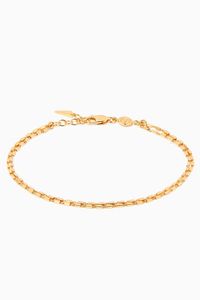 Box Link Double Chain Bracelet in 18kt Gold-Plated Sterling Silver