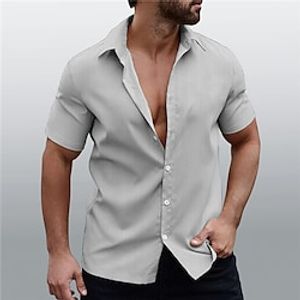 Men's Shirt Graphic Prints Turndown Black Gray Street Casual Short Sleeves Button-Down Print Clothing Apparel Fashion Streetwear Designer Soft miniinthebox