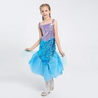Kids Little Girls' Dress Sequin A Line Dress Party Performance Blue Asymmetrical Sleeveless Costume Dresses Spring Summer Regular Fit 2-8 Years miniinthebox - thumbnail