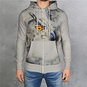 Men's Unisex Full Zip Hoodie Graphic Prints Eye Zipper Print Hooded Daily Sports 3D Print 3D Print Casual Hoodies Sweatshirts  Long Sleeve Gray miniinthebox