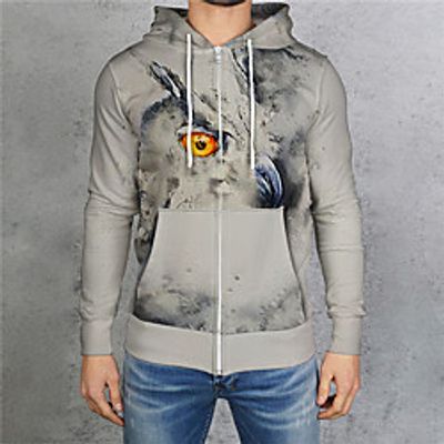 Men's Unisex Full Zip Hoodie Graphic Prints Eye Zipper Print Hooded Daily Sports 3D Print 3D Print Casual Hoodies Sweatshirts  Long Sleeve Gray miniinthebox