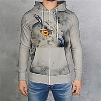 Men's Unisex Full Zip Hoodie Graphic Prints Eye Zipper Print Hooded Daily Sports 3D Print 3D Print Casual Hoodies Sweatshirts  Long Sleeve Gray miniinthebox - thumbnail