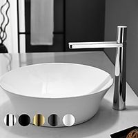Bathroom Sink Faucet - High Hot  Cold Water Single Handle Deck Mount Vessel Vanity Sink Mixer Tap Hotel Bathroom Centerest Wash Basin Faucet Chrome/Black/Gold/ Brushed Gun Metal/White miniinthebox - thumbnail