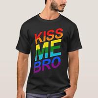 LGBT LGBTQ T-shirt Pride Shirts Rainbow Kiss Me Bro Funny Lesbian Gay T-shirt For Couple's Unisex Adults' Hot Stamping Pride Parade Pride Month Lightinthebox