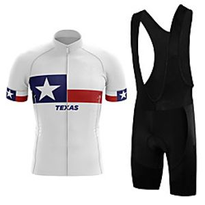21Grams Men's Short Sleeve Cycling Jersey with Bib Shorts Summer Spandex White Stars Bike Quick Dry Moisture Wicking Sports Geometric Mountain Bike MTB Road Bike Cycling Clothing Apparel  Stretchy Lightinthebox