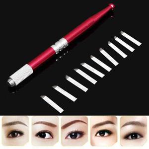 Eyebrow Lip Liner Pen With 10Pcs Needles Microblading Blades Embroidery Permanent Tattoo Kit