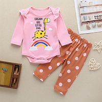 2 Pieces Baby Girls' Casual  Daily Rainbow Polka Dot Long Sleeve Regular Clothing Set Blushing Pink Lightinthebox - thumbnail