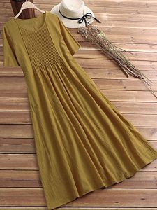 Round Neck Plain Maxi Dress