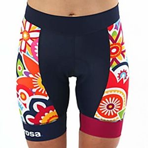 women's padded cycling shorts, chamois bike short, ladies colorful flower print biking bottom (large) Lightinthebox