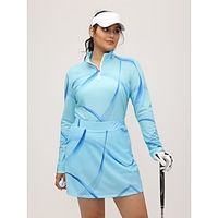 Women's Golf Polo Shirt Blue Long Sleeve Top Ladies Golf Attire Clothes Outfits Wear Apparel miniinthebox